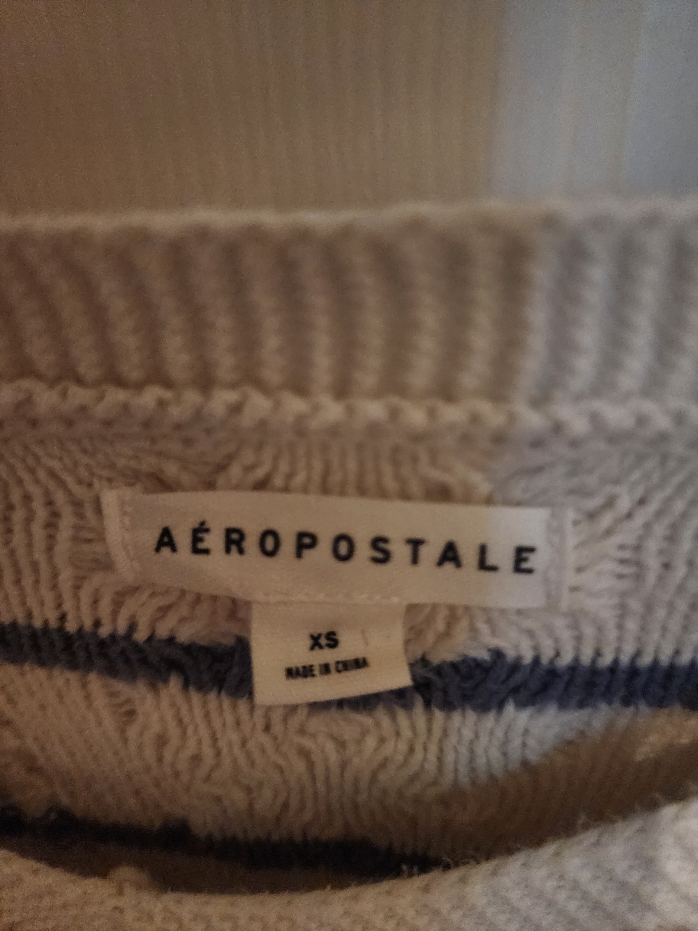 Aeropostale Cream and Navy Striped Kids Hoodie